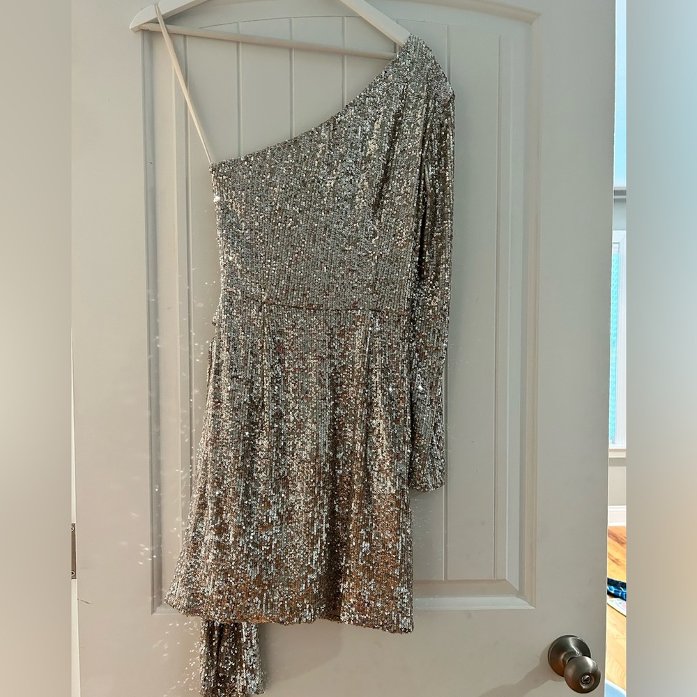 Silver Gianni bindi one shoulder dress (homecoming) - Picture 4 of 6